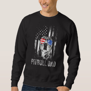 Manar Best Pitbull Pappa Allamerikanska Flagga Lång Ärmad Tröja