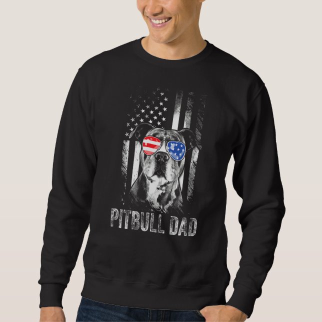 Manar Best Pitbull Pappa Allamerikanska Flagga Lång Ärmad Tröja (Framsida)
