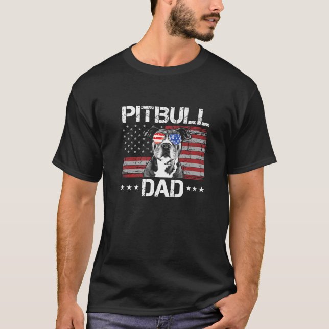Manar Best Pitbull Pappa Allamerikanska Flagga Rol T Shirt (Framsida)