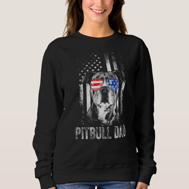 Manar Best Pitbull Pappa Allamerikanska Flagga T Shirt (Framsida)