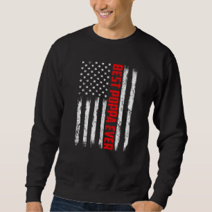 Manar Best Poppa Aldrig American Flagga Fars dag 4 Lång Ärmad Tröja