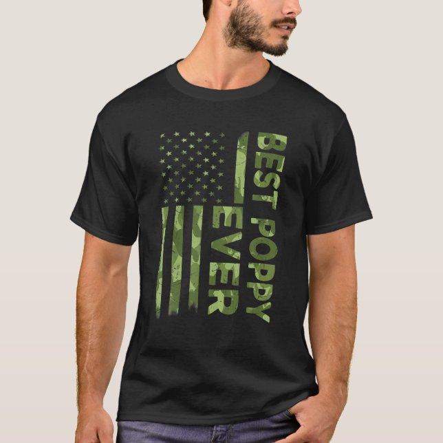 Manar Best Poppy Aldrig Fars dag Camouflage Ameri T Shirt (Framsida)