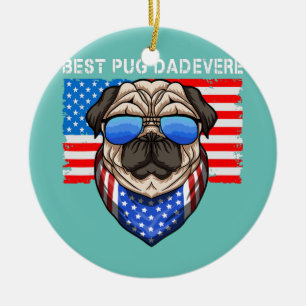 Manar Best Pug Pappa Alltid Vintage Amerikanska Fl Julgransprydnad Keramik
