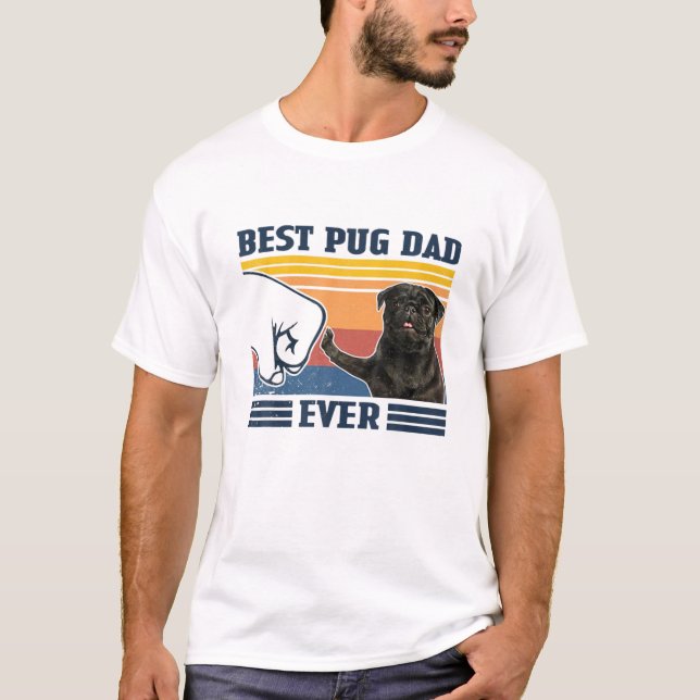 Manar Best Pug Pappa någonsin Black Version Rolig  T Shirt (Framsida)
