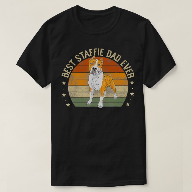 Manar Best Staffie Pappa någonsin Retro Stafford B T Shirt (Design framsida)