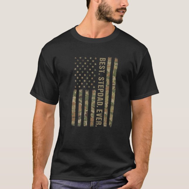Manar Best Stepdad All American Flagga Fars dag T Shirt (Framsida)