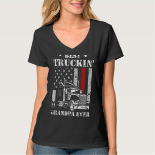 Manar Best Truckin Grandpa Flagga Fars dag T Shirt