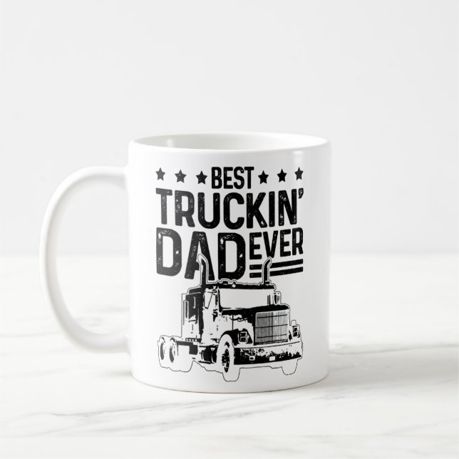 Manar Best Truckin' Pappa Now Lastbil Driver Far Kaffemugg (Vänster)