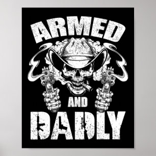Manar beväpnad och Dadly Funny Deadly Skull Cowboy Poster
