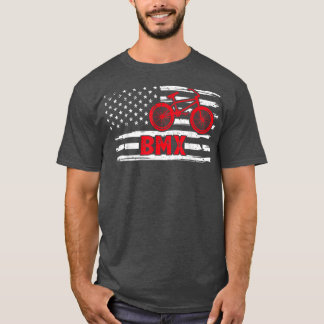 Manar Bike Bicycle Stunt Tävla USA flagga BMX Ride T Shirt