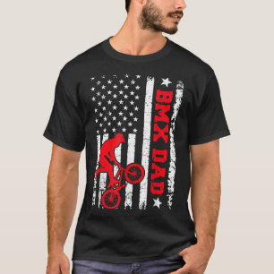 Manar Bike Rider Vintage American Flagga BMX Pappa T Shirt