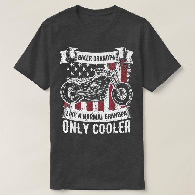 Manar Biker Grandpa Ride MotorCycle Lov. T Shirt (Design framsida)