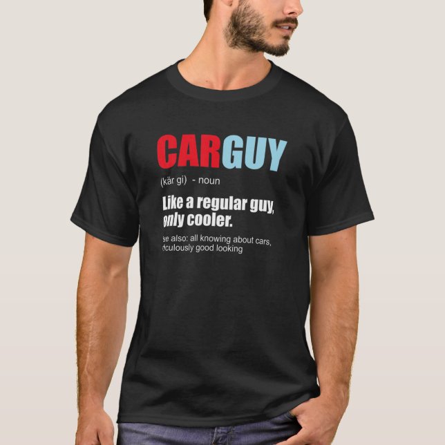 Manar bil Guy Car Guy Definition Gear Head Car Lov T Shirt (Framsida)