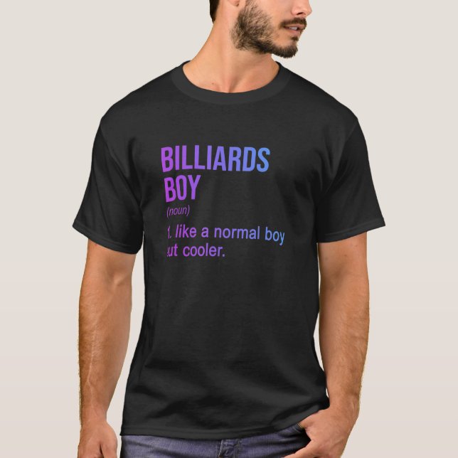 Manar Billiards Boy Noun Definition Billiards Play T Shirt (Framsida)