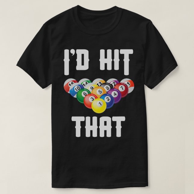 Manar Billiards funna ID Slått att Bassäng Bollar  T Shirt (Design framsida)