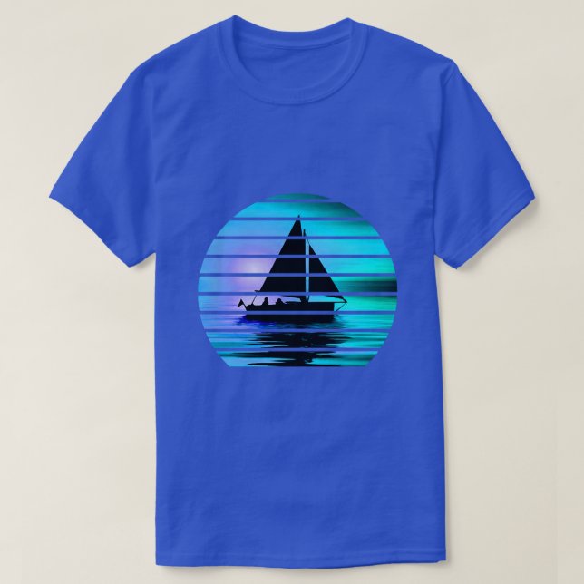 Manar Birthday Boat Sunset Pappa Vild Roligt  T Shirt (Design framsida)