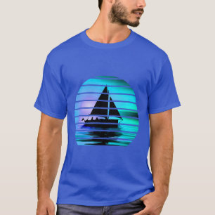 Manar Birthday Boat Sunset Pappa Vild Roligt  T Shirt