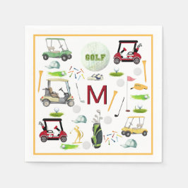 Manar Birthday Pension Golf Theme Monogram Pappersservett