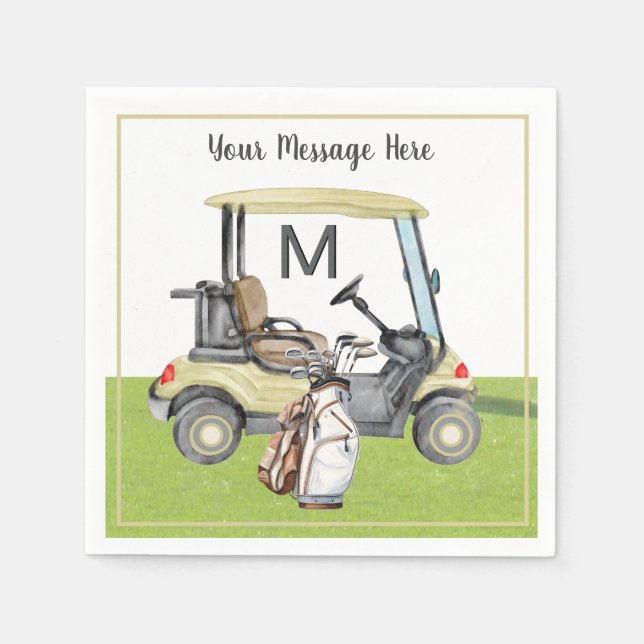 Manar Birthday Pension Golf Theme Monogram Pappersservett (Framsidan)