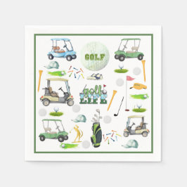 Manar Birthday Pension Golf Theme Monogram Pappersservett