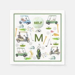 Manar Birthday Pension Golf Theme Monogram Pappersservett