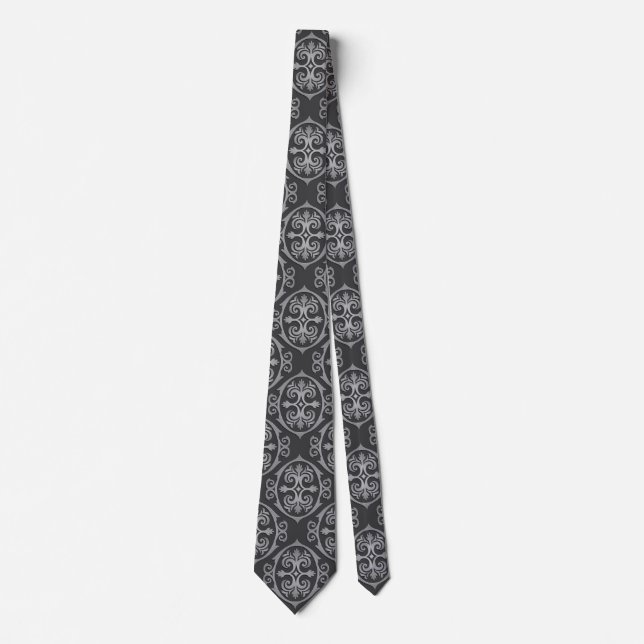 Manar Black Damask Tie Slips (Framsida)