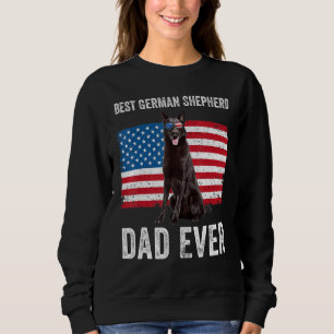 Manar Black German Shepherd Pappa American Flagga T Shirt