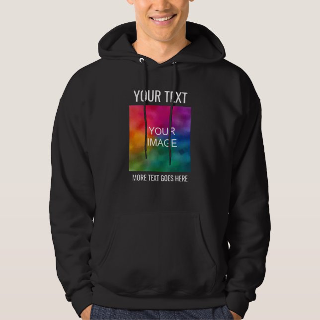 Manar Black Hoodie Logotyp Text hit mall (Framsida)