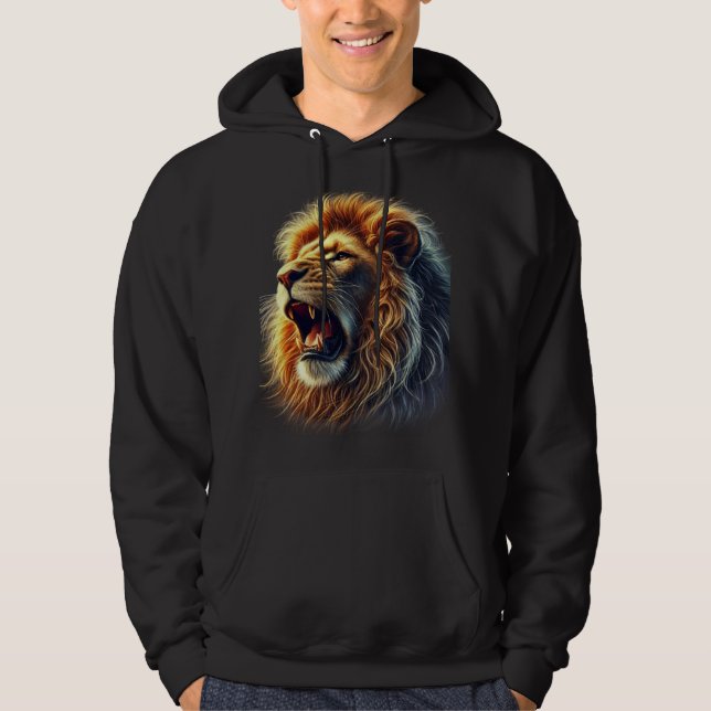 Manar Black Hoodie med Lejon design (Framsida)