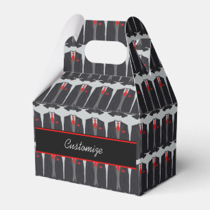 Manar Black Kostym och Red Tie Gable Favor Box Presentaskar