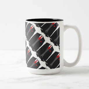 Manar Black Kostym och Red Tie White Coffee Mugg