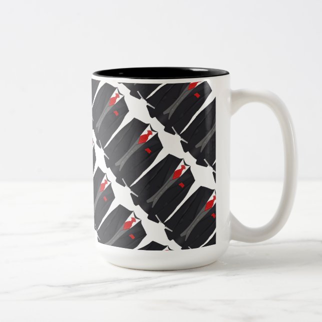 Manar Black Kostym och Red Tie White Coffee Mugg (Höger)