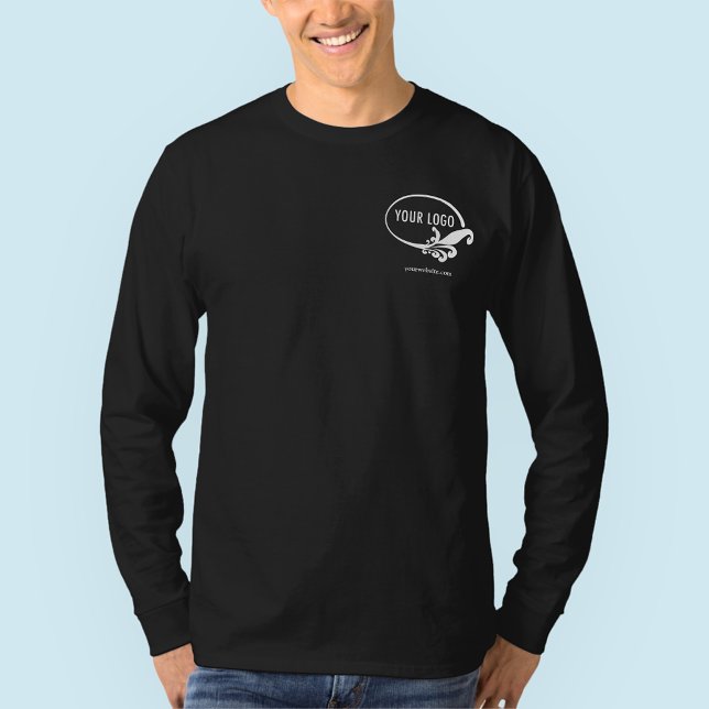 Manar Black Långärmad Shirt Anpassningsbar Logotyp Tee Shirt (MISOOK Black Long Sleeve Shirt with Logo)
