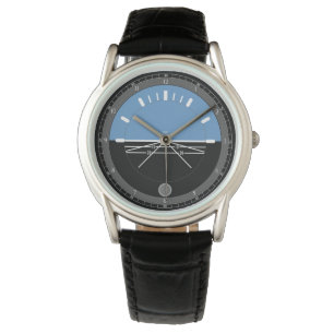 Manar Black Leather Watch Aviation Armbandsur
