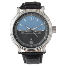 Manar Black Leather Watch Aviation Armbandsur