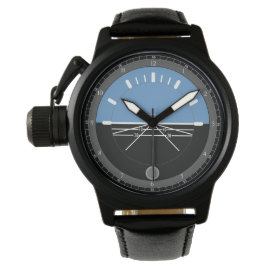 Manar Black Leather Watch Aviation Armbandsur