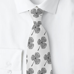 Manar Black och White Klöver Shamrock Neck Tie Slips