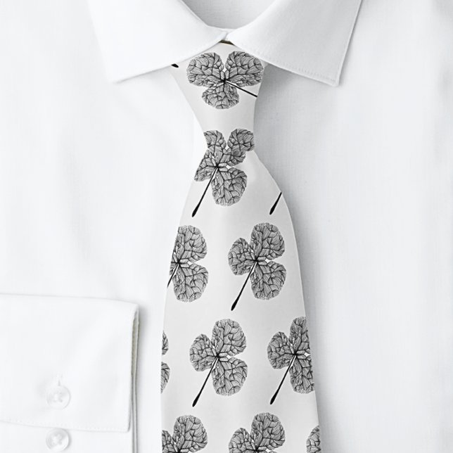Manar Black och White Klöver Shamrock | Neck Tie Slips (Skapare uppladdad)