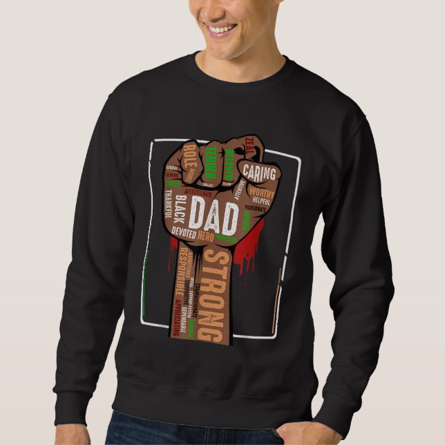 Manar Black Pappa African American Melanin Pride B Lång Ärmad Tröja (Framsida)