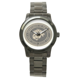 Manar Black Stainless Steel Navy Armbandsur