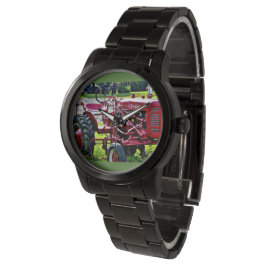 Manar Black Stainless Steel Tractor Armbandsur