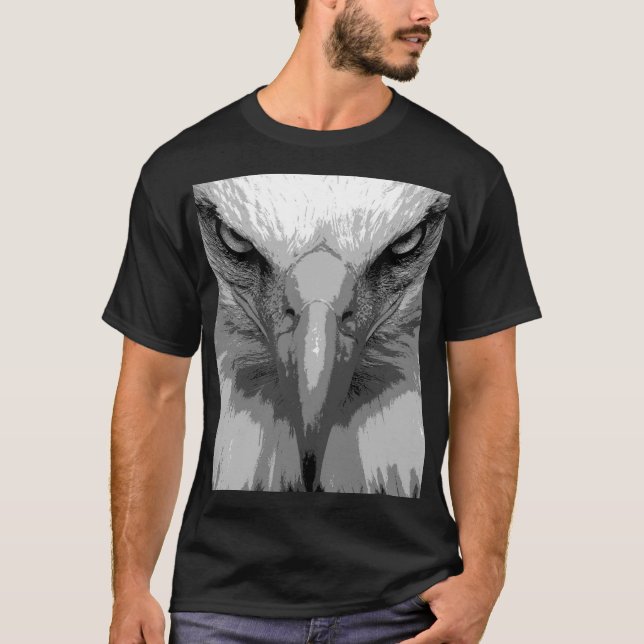 Manar Black Tee Shirts Animal Eagle Ansikte mall (Framsida)