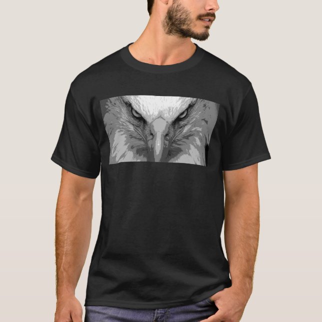 Manar Black Tees Animal Eagle Ansikte, modern T Shirt (Framsida)