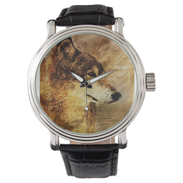 Manar Black Watch med Timber Varg Illustration Armbandsur (Framsida)