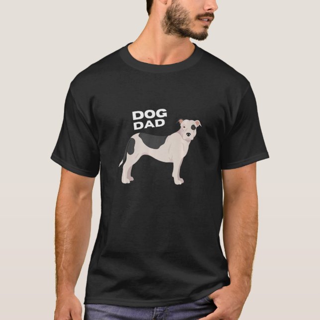 Manar Black & White American Pit Bull Terrier Hund T Shirt (Framsida)