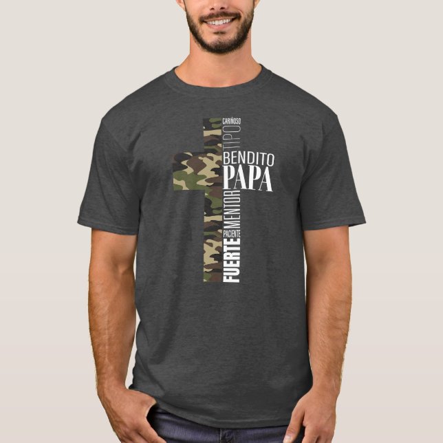 Manar Bläst Pappa Spanska kristna Fars dag T Shirt (Framsida)