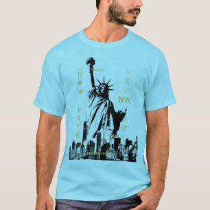 Manar Blue Horizon Nyc Liberty Statue Manhattan T Shirt