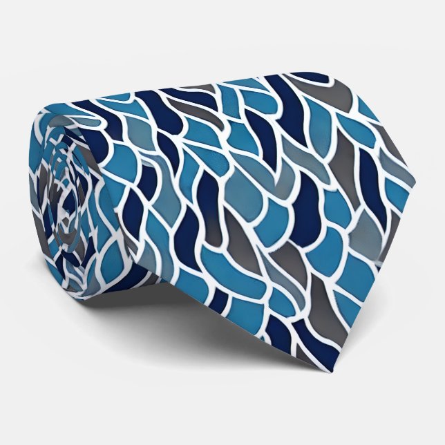 Manar Blue och Grått Mönster Neck Tie Slips (Rullad)