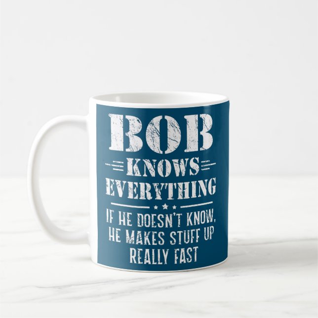 Manar Bob Know Allt Fars dag Funny Bob Kaffemugg (Vänster)