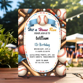 Manar Boll Wood Game Team Baseball 1:a födelsedage Inbjudningar